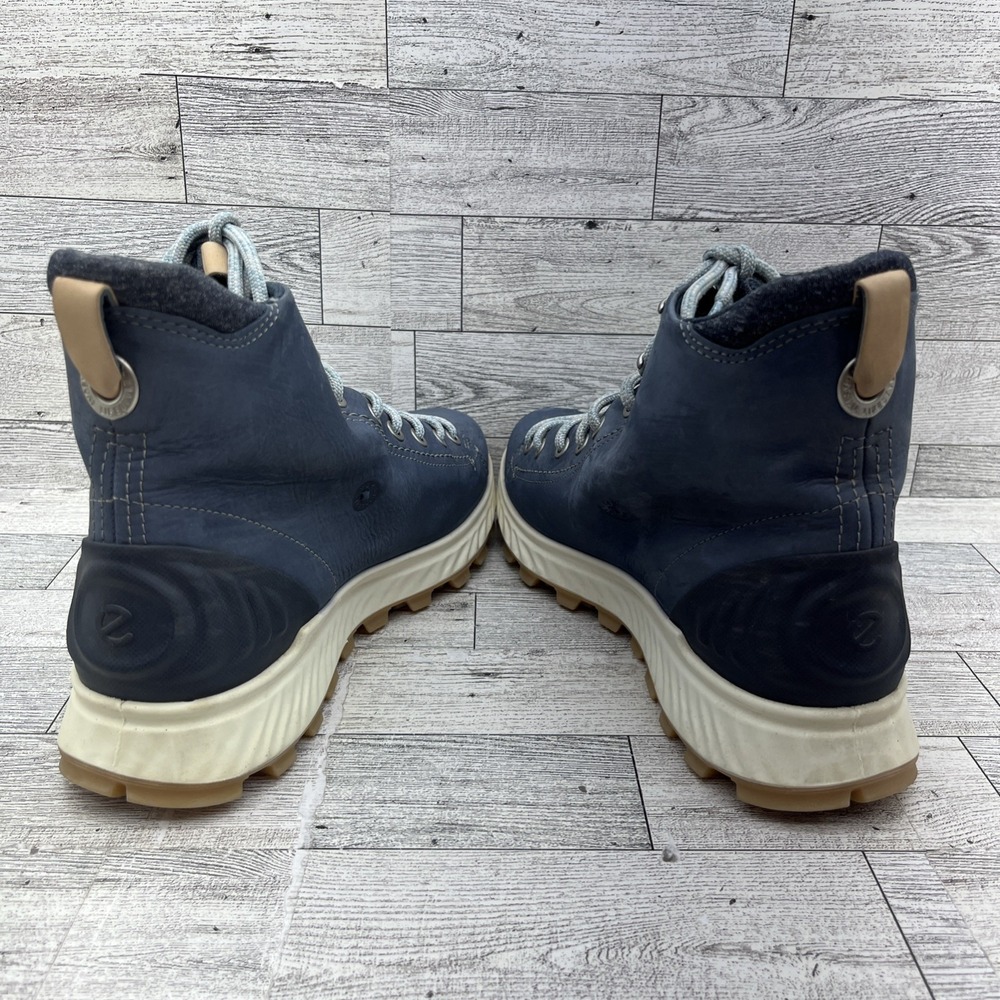 Ecco Exostrike Hydromax Blue Yak Leather‎ Hiking Boots Women Size 7 - Picture 6 of 10